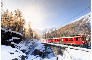 LES TRAINS SUISSES dans les magiques décors de l'hiver